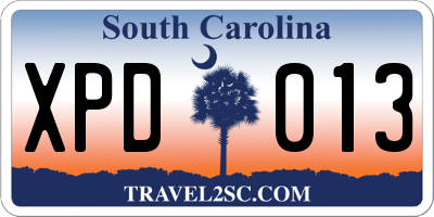 SC license plate XPD013