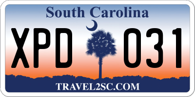 SC license plate XPD031
