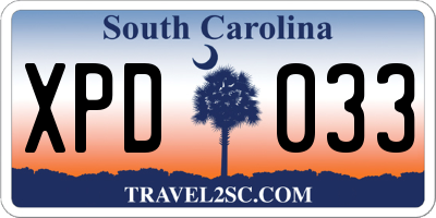 SC license plate XPD033
