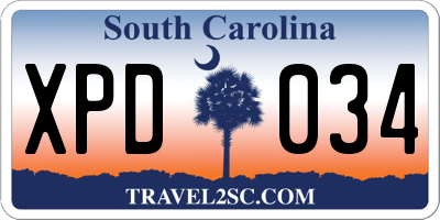 SC license plate XPD034