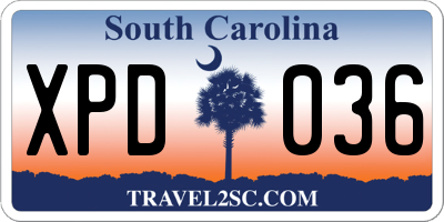 SC license plate XPD036