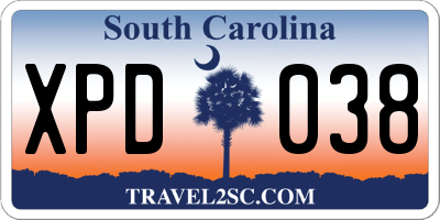 SC license plate XPD038