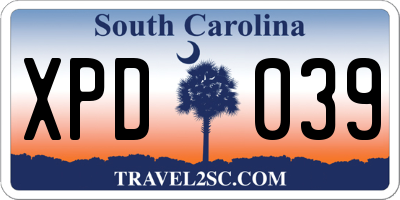 SC license plate XPD039