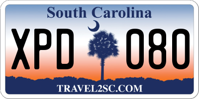 SC license plate XPD080