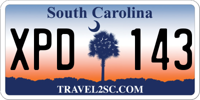 SC license plate XPD143