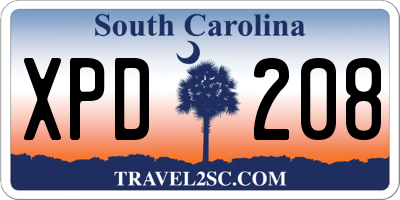 SC license plate XPD208
