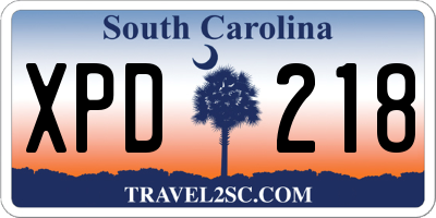 SC license plate XPD218
