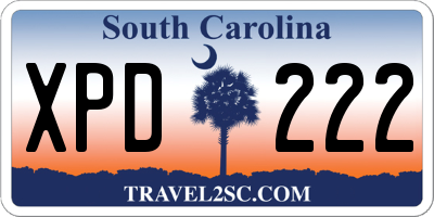 SC license plate XPD222