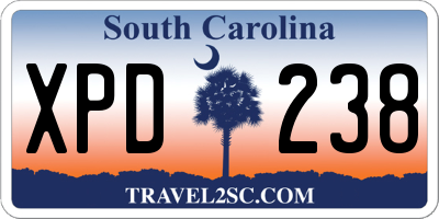 SC license plate XPD238
