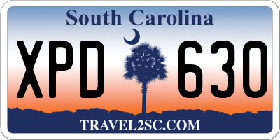 SC license plate XPD630