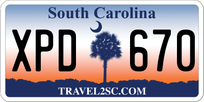 SC license plate XPD670