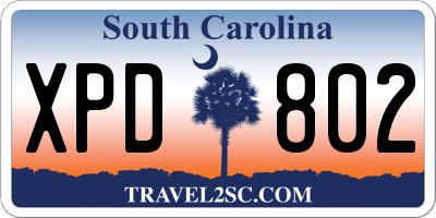 SC license plate XPD802