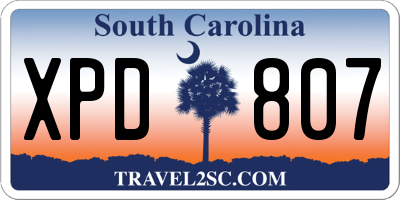 SC license plate XPD807