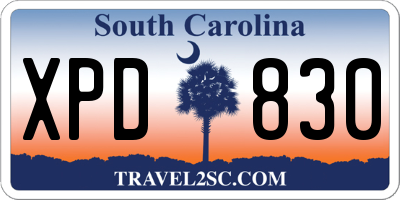 SC license plate XPD830