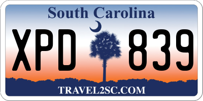 SC license plate XPD839