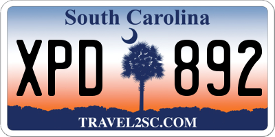 SC license plate XPD892