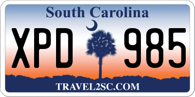 SC license plate XPD985