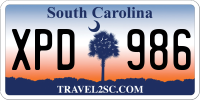 SC license plate XPD986