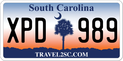 SC license plate XPD989