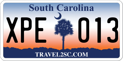 SC license plate XPE013