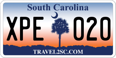 SC license plate XPE020