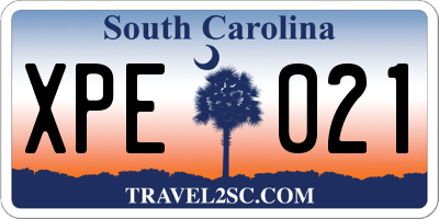 SC license plate XPE021