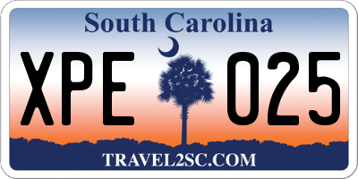 SC license plate XPE025