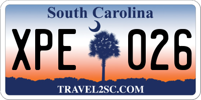 SC license plate XPE026