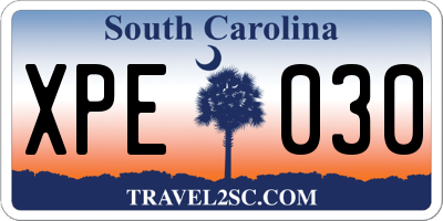 SC license plate XPE030