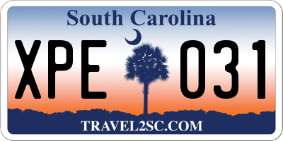SC license plate XPE031