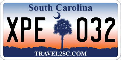 SC license plate XPE032