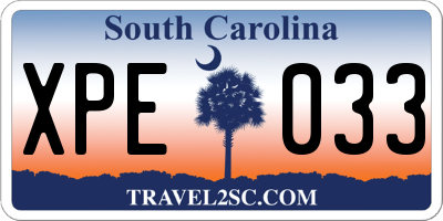 SC license plate XPE033