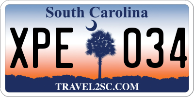 SC license plate XPE034