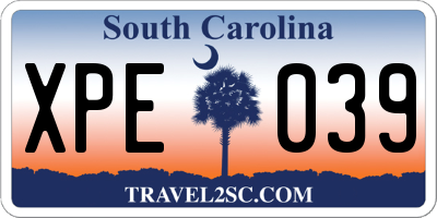 SC license plate XPE039