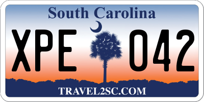 SC license plate XPE042