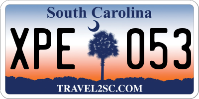 SC license plate XPE053