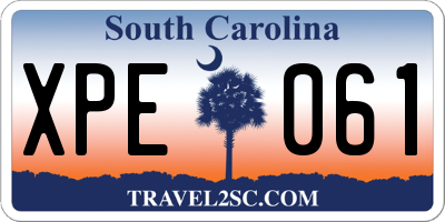 SC license plate XPE061