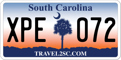 SC license plate XPE072