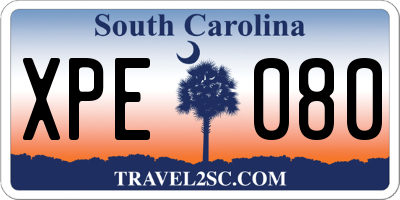 SC license plate XPE080