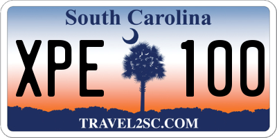 SC license plate XPE100