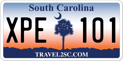 SC license plate XPE101