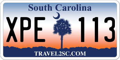 SC license plate XPE113