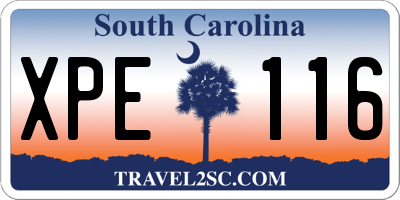 SC license plate XPE116