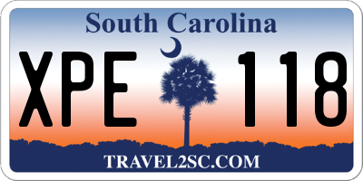 SC license plate XPE118