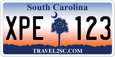 SC license plate XPE123