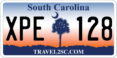 SC license plate XPE128