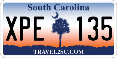 SC license plate XPE135