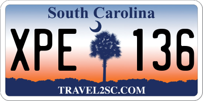 SC license plate XPE136