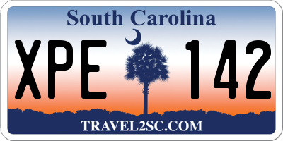 SC license plate XPE142