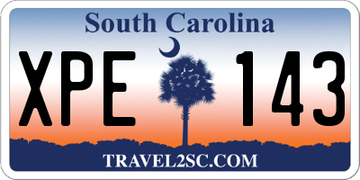 SC license plate XPE143